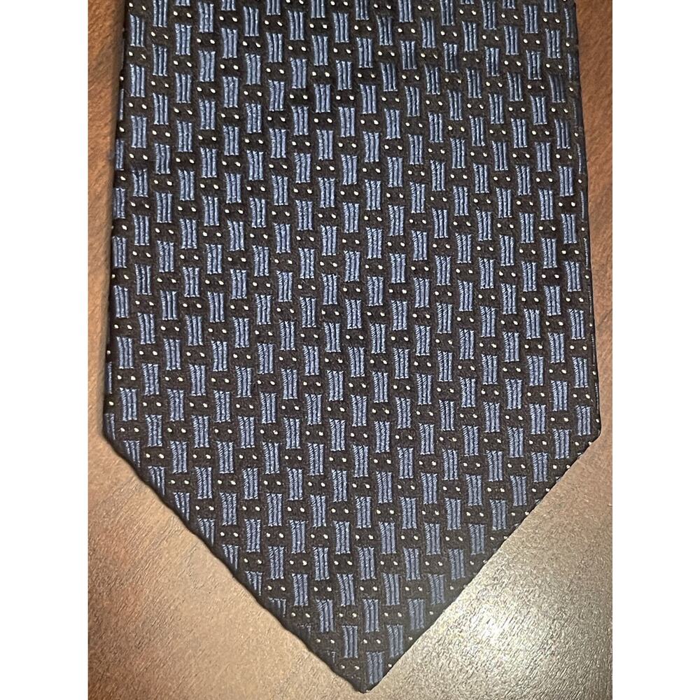 J.z Richards Hand Made Blue Black 100% Silk Men’s Neck Tie Made In Usa